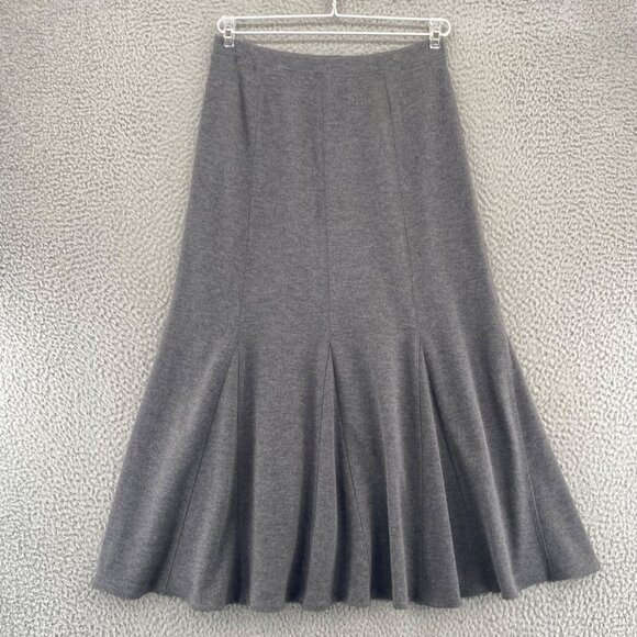 Chico's Dresses & Skirts - Chicos Skirt Womens 0 US 4 Gray Godet Trumpet Midi Stretch Knit Pull On Everyday